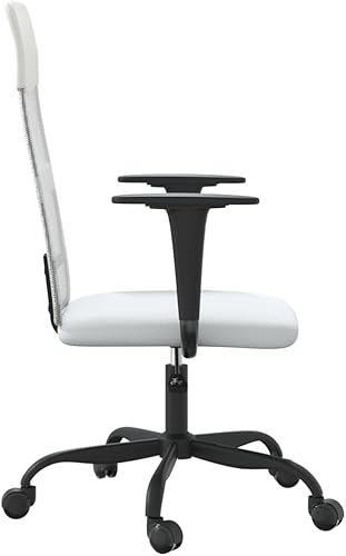 Miniatura 5 de Silla ergonómica de escritorio para computadora para oficina en casa, silla de oficina, tela de malla blanca, piel sintética, metal, madera