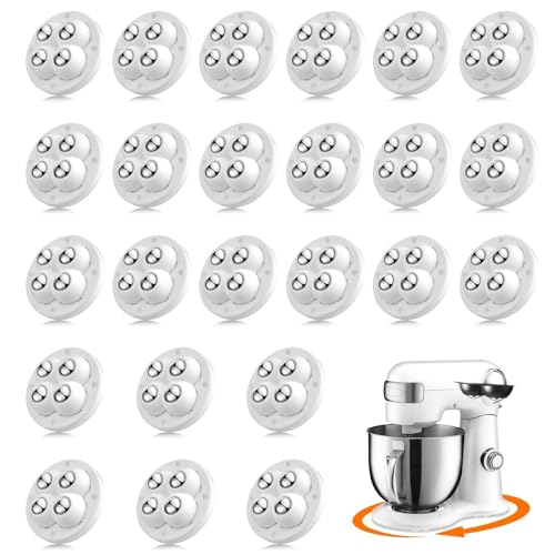 TRVL FIELDER Self Adhesive Caster Wheels, Appliance Slider Appliance Rollers for Kitchen Countertop, 360° Mini Universal Casters Counter Small Slider Roller for Coffee Maker, Air Fryer (White, 24 PCS)