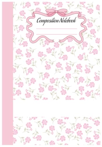 Pink Coquette Composition Noteboo: Cute Flowers College Ruled Journal | Aesthetic Pink Floral School Supplies for Girls, Teens & Women | 7 x 10 in, 110 Pages image 2