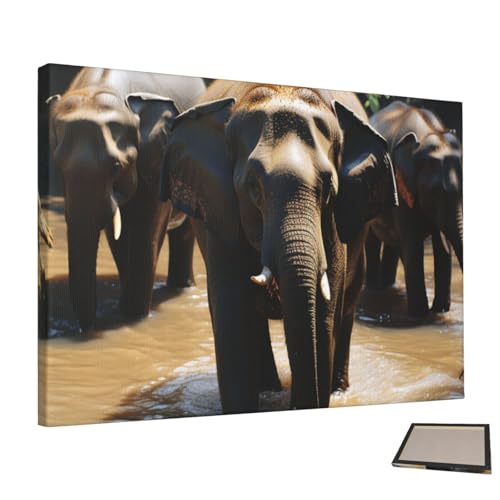 Peinture murale éléphant eau affiche décorative sans cadre pour chambre et salon