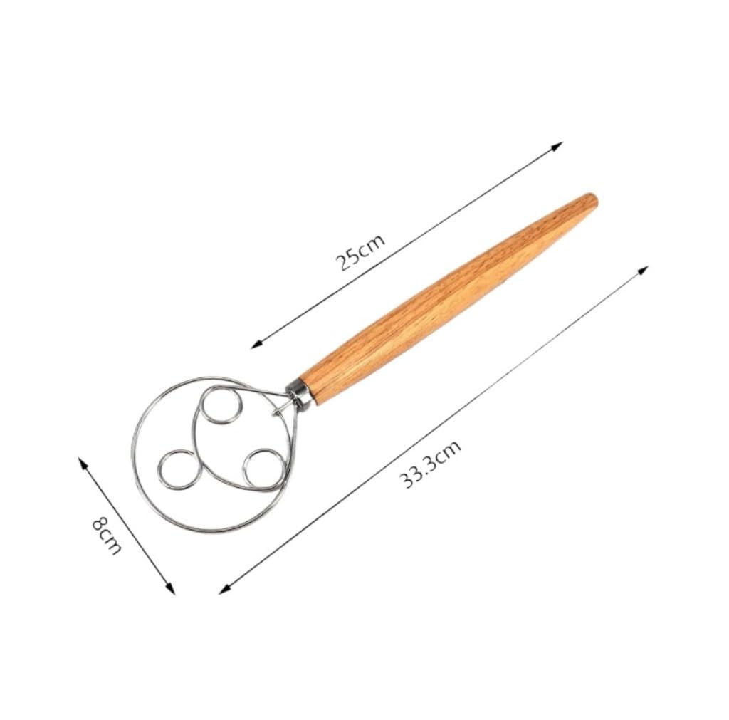 Frusta da Cucina Sbattitore Manuale Utensili for Impastare La Cottura al Forno con Manico in Legno Manuale in Acciaio Inossidabile for Il Pane Frullatore Efficiente