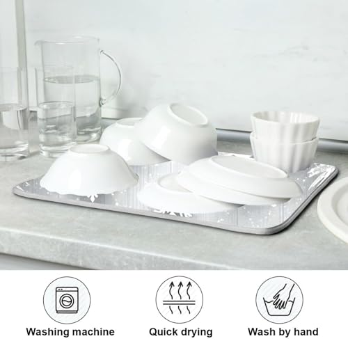 Tapete de secado de platos microfibra absorbente, alfombrilla de secado grande para cocina 6