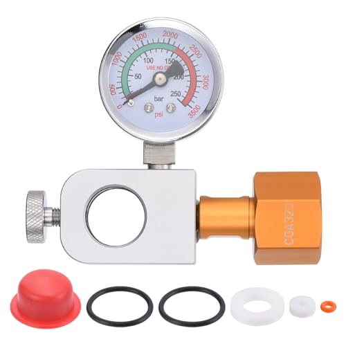 PATIKIL Soda Co2 Refill Adapter With 3500 psi Pressure Gauge for Filling Soda Maker Carbonator Refilling Quick Adapter for Soda Streaming Art Pink Soda Maker Co2 Cylinder (CGA320)