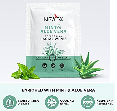 Nesta Wet Wipes, Daily Cleansing Refreshing and Moisturizing Wet Facial Wipes - Rose, Lemon, Mint, Cucumber, Sandalwood with Goodness of Aloevera, Antiacne (10 Count Each, Pack... - Image 2