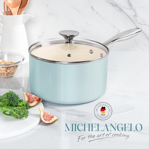 Cacerola antiadherente de 3 cuartos Michelangelo para cocinar sin que se pegue nada 8