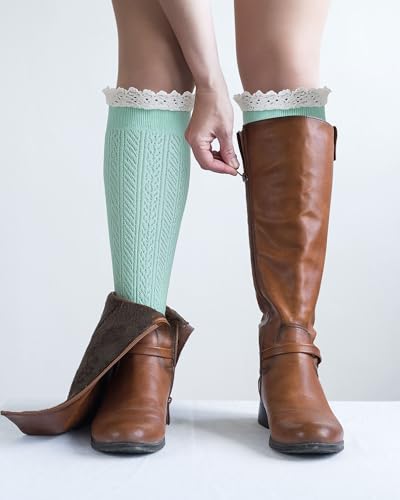Image of Syhood Long Button Boot Socks with Lace