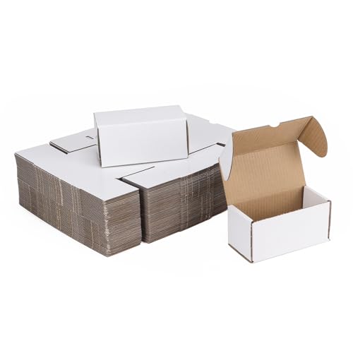 Image of ZBEIVAN 4.6x2.2x2.2 White Shipping Boxes Set of 100, Corrugated Cardboard Mailer Boxes for Packaging Small Business Mailing Gifts