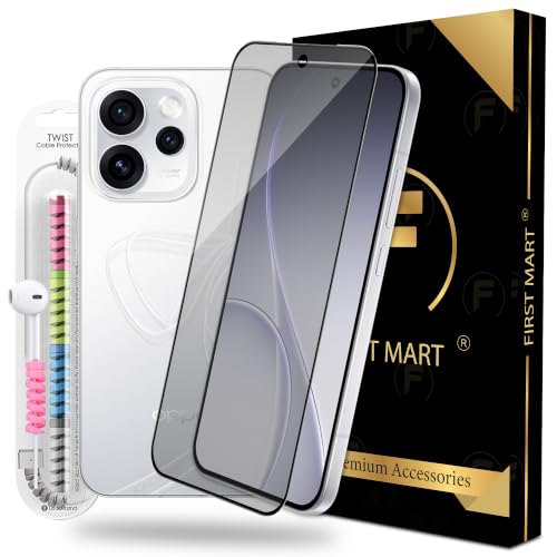 Image of FIRST MART Matte Anti-Glare Tempered Glass for Oppo Reno 15 Pro Mini With Installation Kit | Military-Grade Gaming Screen Protector & Cable Guard | Edge to Edge Coverage | Black