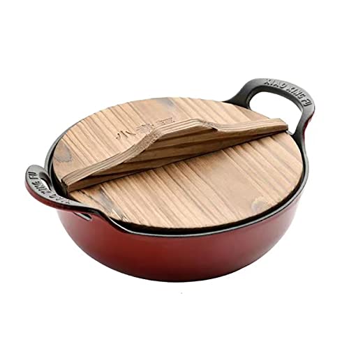 Sartén de hierro fundido esmaltado con tapa, cacerola multifunción antiadherente/olla común/wok, olla antiadherente, para placas de inducción/gas (25 / 27cm) (Color : B, Size : 27cm) Cover