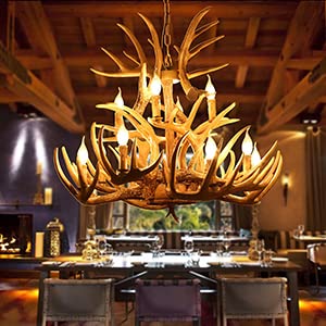 Lustre en bois de cerf pour éclairage de bar, café et salle à manger