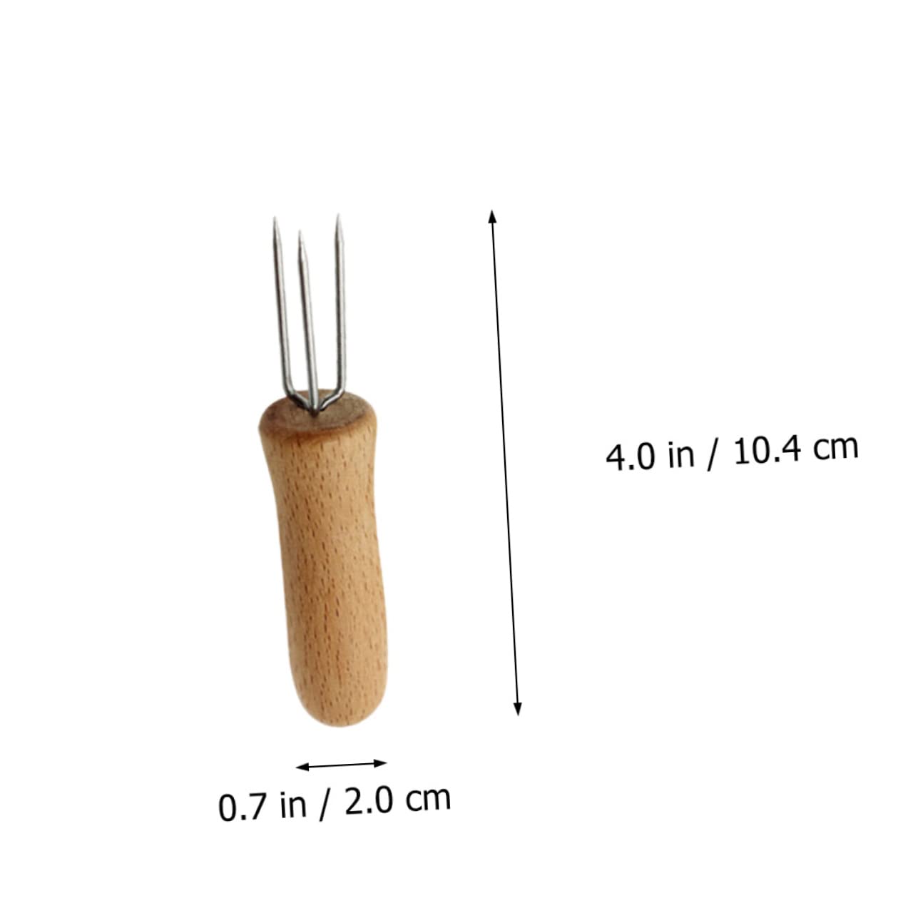KONTONTY 4-piece Stainless Steel Corn Forks Wood Handle Bento Picks Pick Fork Handle for Grilling Mini Skewers Corn Holder