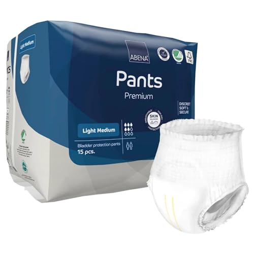 Abena Incontinence Pants Light, Eco-Labelled Incontinence Pants for Men & Women, Comfortable, Protective & Discreet, Fast Absorption, Sustainable Incontinence Pads - M0, 900ml, 32-43 Waist, 15PK