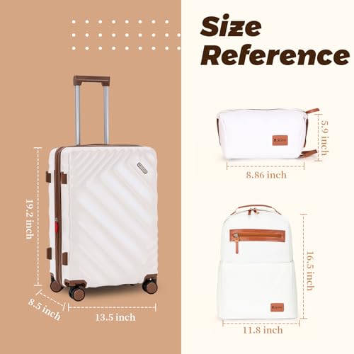 Image of 3 piece Luggage Set Expandable Suitcase 22x14x9 Airline Approved Carry on, ABS Hard Case Suitcases with Spinner Wheels,TSA Lock, (Beige, 3 Piece Sets(20 /BP /TB))
