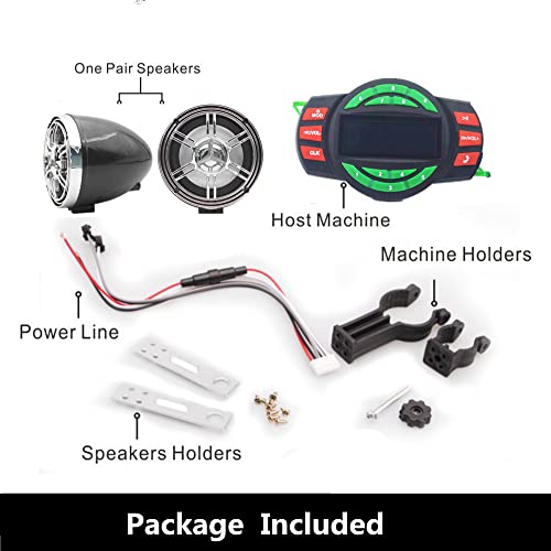 Image of UTV ATV Bluetooth Amplifier Sound System Hand-Free Speakers FM USB Audio System Stereo 3 Inch Speakers 12V Motorcycle Waterproof Audio FM Radio Stereo Speaker (Chrome&Black Speaker)