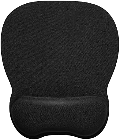 EooCoo Ergonomic Mouse Pad with Wrist Support Memory Foam, Non-Slip Base Mouse Mat for Internet Cafe, Home & Office - Black
