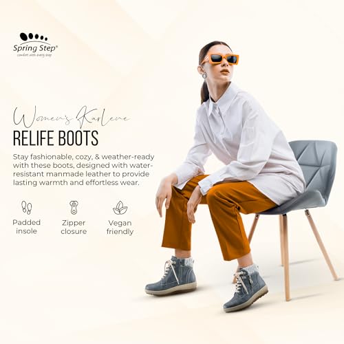 Spring Step Relife Karlene Waterproof Ankle Boots for Women | Shoes for Women with Sweater Top, Decorative Zipper and Cozy Sherpa Lining4