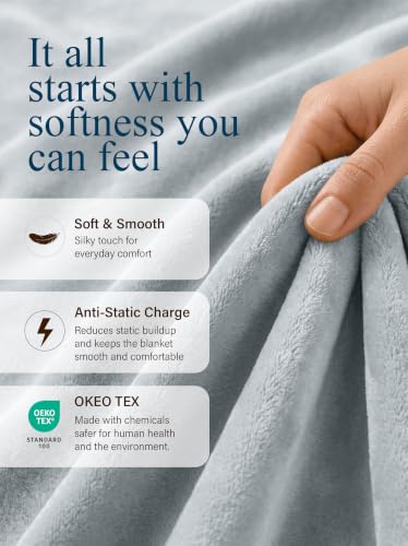 Image of Utopia Bedding Soft Fleece Bed Blanket King Size Light Grey (90x102 Inch)