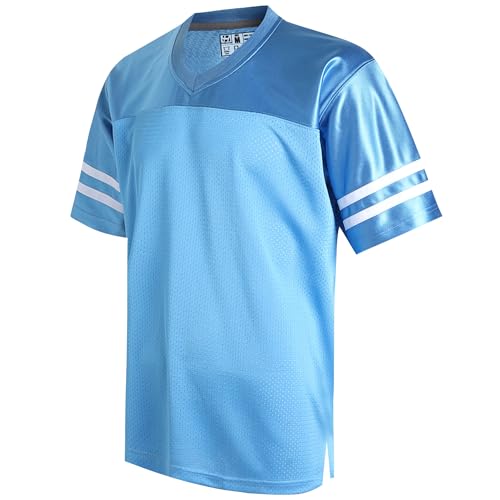 Pullonsy Blank Light Blue Football Jerseys for Men Women Boys Girls Practice Workout Shirts Sports...