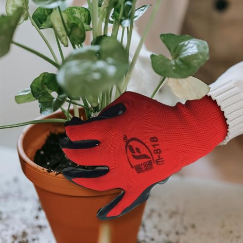 Wheathusk 100 Pack Gardening Gloves Bulk For Men Women, Breathable Nitrile Rubber Coated Garden Gloves Dipped Gripping Work Gloves For Construction thumb #5