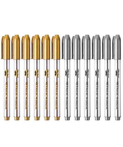 Mr. Pen- Metallic Paint Markers, 12 Pack, Silver Paint Marker, Gold Ink Pen