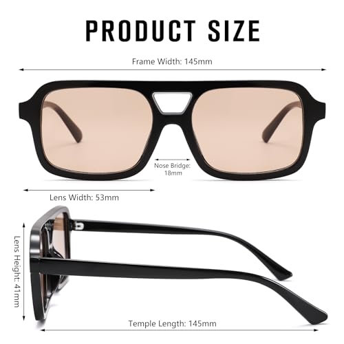 Bouryo Square Polarized Wayfarer Sunglasses for Men and Women Driving Fishing Sun Glasses UV400 Protection (2 Pack)4