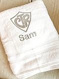 LDS Baptism Gift CTR Towel, Personalized Gift Bath Towel Church of Jesus Christ of Latter-day Saints (Silver)