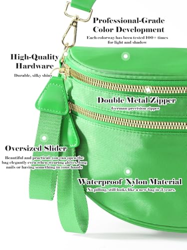 Image of Pure Colour Crossbody Bag Bum Bag for Women,Spacious Purse Fanny Packs Belt Bag,Oversized Bum Bag (Colour Bum Bag-Kelly Green)