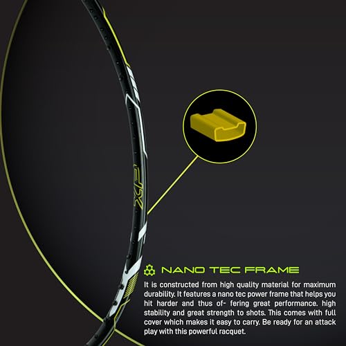 Apacs Graphite 1001 Xtra Power (36LBS, Power Frame with 100% Japanese Graphite) Badminton Racket with Full Cover (Black Green) 6 41c+5COEaSL