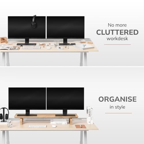 Image of Store 66Cm Long Wooden Monitor Stand with Storage Organizer for Desk Tables, Office, Home, Studio, Study Table | Monitor Stand Riser