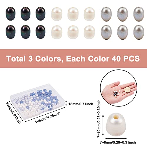 Image of Beadthoven 120pcs Natural Oval Freshwater Pearl Beads Rice Shape Large Hole 1.8mm Large Hole for Leather Cord Jewelry Making DIY Crafts 7-10 (Assorted)