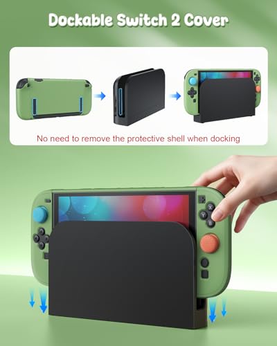 Image of FYOUNG Switch 2 Cute Cover Case, Dockable Protective Shell for Nintendo 2 | Dockable Case, Split Design, Slim Shockproof Case with Glass Screen Protector Accessories, 8 Thump Grip