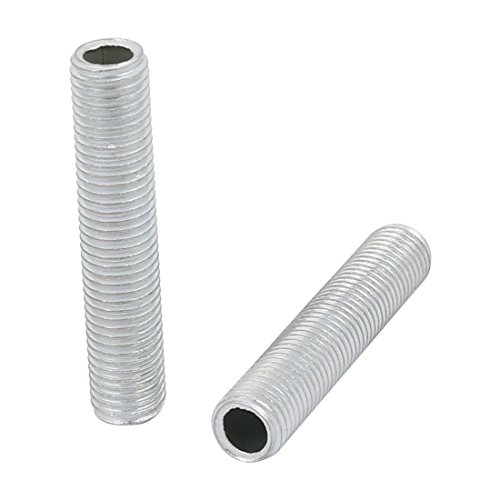 Image of uxcell Lamp Pipe Nipple, M8 Thread 40mm Length Hollow Lamps Repair Part Hardware for Lamp Lights, Zinc Plated Silver Tone, Pack of 10