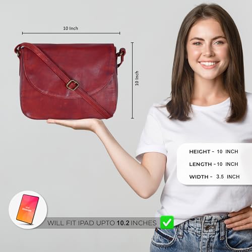 Image of Genuine Leather Shoulder Crossbody Purse For Women with Adjustable Strap, Mobile Pocket & Outside & Inside Zipper