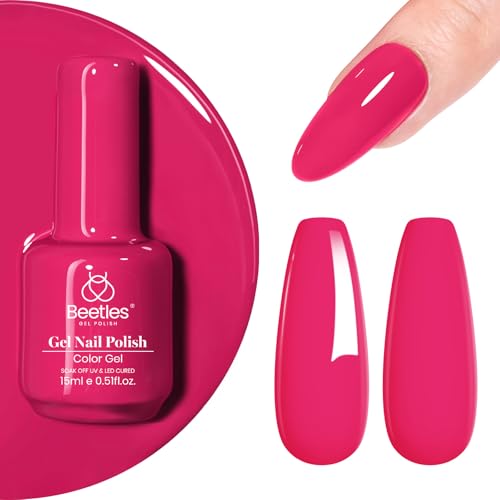 Beetles Pink Gel Nail Polish, Wild Tulips,15ML Hot Pink Gel Polish