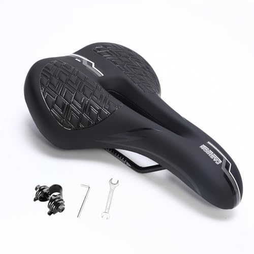 RIXOW Sillin Bicicleta Cómodo, Asiento de Bicicleta con Espuma Memoria, Ergonómico Sillín de Bicicleta para Hombre Mujer, Impermeable Sillin Bici para MTB, Ciclismo en Carretera