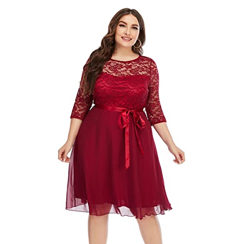 knee length dresses for ladies SSY-Women's 3/4 Sleeve Lace Overlay Cocktail Wedding Midi Dress – LAI MENG  FIVE CATS