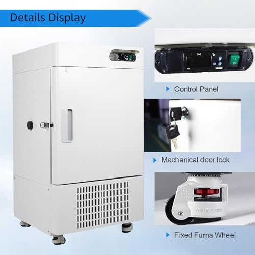 Image of 58L Lab Freezer, -86℃ / -122.8℉ Ultra Low-temp Refrigerator, Lab Cryogenic Freezer with Door Lock, Wheel for Scientific Research