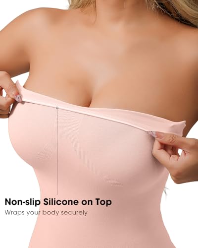 Image of Strapless Body Shaper Tummy Control for Women Thong Seamless Body Suit Shapewear Strapless Bodysuit Shapewear