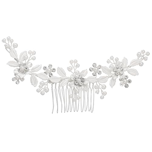 Silver Floral Pearl Bridal Hair Comb for Bridesmaids Party Evenin...
