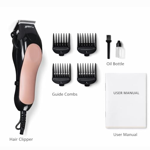 Image of ASBAH Pro Cut Professional Hair Clipper for Men - High Precision Stainless Steel Blades, Adjustable Taper Lever, Powerful Motor, Corded Grooming Trimmer for Salon & Home Use