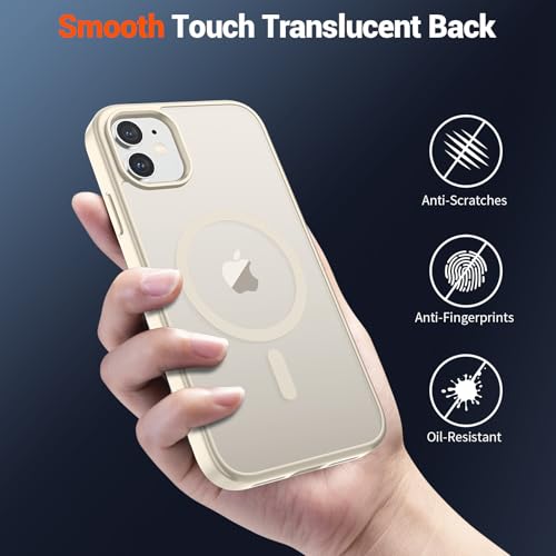 Image of SUPFINE Magnetic for iPhone 11 Phone Case (Compatible with MagSafe) (Military Grade Drop Protection) Slim Translucent Matte Shockproof with Anti-Fingerprint Phone Case,Antique White