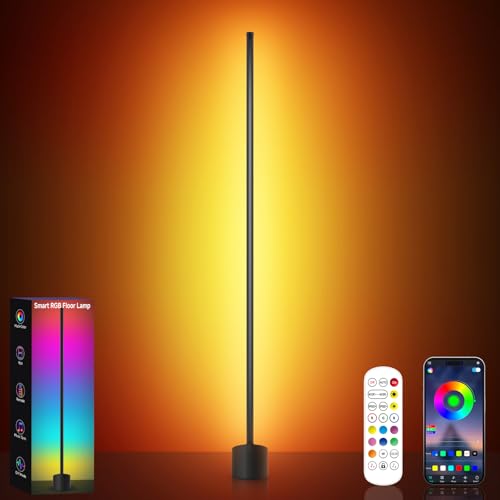 Corner Floor Lamp Corner Lamp with App & Remote Control Smart RGBIC Corner Light with 16 Million Colors & 68+ Scene Music Sync Timer Setting Ambient Lighting for Living Room Bedroom Gaming Room