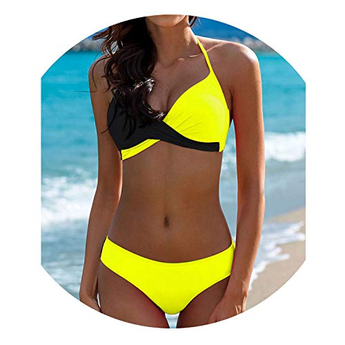 Be fearless 2019 Sexy Bikini Swimwear Women Swimsuit Push Up Bikinis Women Bathing Suit Biquini Brazilian Bikini Set,Yellow,XXXL