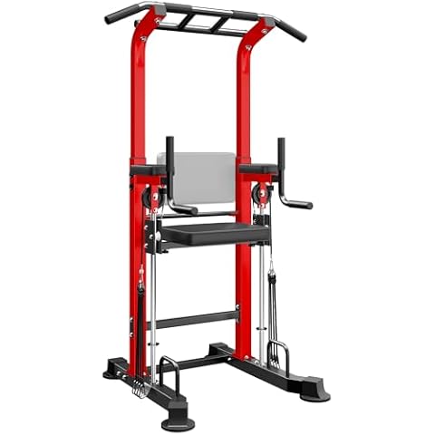 SogesPower Power Tower Dip Station Pull Up Bar for Home Gym Multi-Function Adjustable Height Strength Training Workout Equipment Cover
