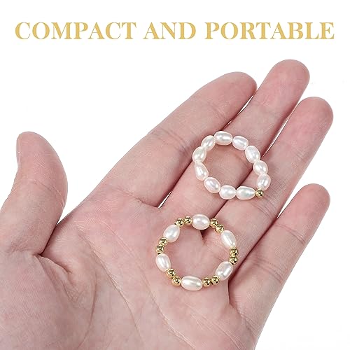 2pcs Adjustable Pearl Rings for Women Stretch Beaded Finger Rings Engagement Fashion Jewelry for Everyday Wear Versatile Occasion4