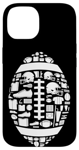 American Football Ausrüstung Symbol Silhouette Hülle für iPhone 14 American Football Ausrüstung Symbol Silhouette Hülle für iPhone 14