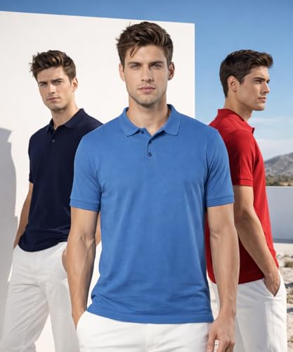 Image of Scott International Men's Cotton Polo T-Shirt | Regular Fit | Breathable & Soft Fabric | Classic Collar with Button Placket | Casual & Office Wear | Summer Essential Polo Tee for Men