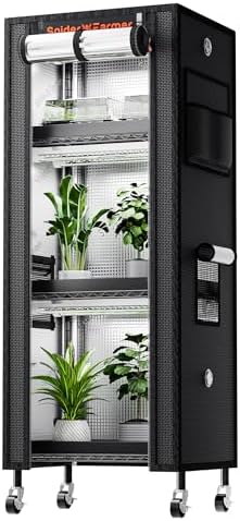 Indoor Greenhouse Cabinet with Lights: Which One Stands Out? 4 Spider Farmer 2025 4-Tier Plant Stand with 6Pcs 12" Full Spectrum 5000K LED Grow Lights and Tent Cover Mini Greenhouse Height Adjustable for Seed Starting Indoor Plants Growth 16Lx12Dx47H