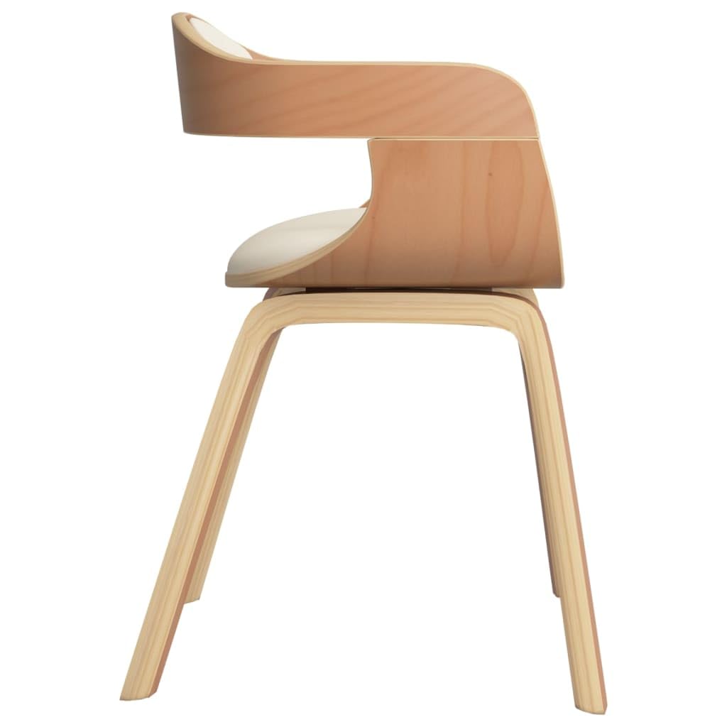 Sillas De Comedor 2 Piezas, Madera Curvada, Polipiel Crema Y Natural | Diseño ergonómico, asiento y respaldo acolchados con esponja, fácil de limpiar, carga máxima de 110 kg