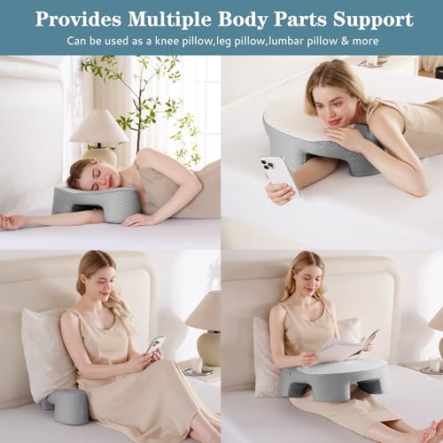 EUHAMS Side Sleeper Pillow - Ergonomic Memory Foam Shoulder Pillow with Arm Holes for Neck,Shoulder & Rotator Cuff Pain Relief-Arm Support Pillows for Adults Ideal for Left & Right Side Sleepers,Grey